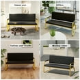 thumbnail image 2 of PU Leather Waiting Room Chair Guest Reception Seating Bench for Barber Shop,Beauty Salon,Office(Black & Gold), 2 of 14