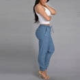 thumbnail image 5 of Petite Wide Leg Pants For Women Dressy Elastic Waist High Waist Jeans Blue Denim Pants, 5 of 9