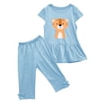 thumbnail image 2 of Chemises pour Filles, Ensemble Deux Pièces Été Col Rond Petit Imprimé Manches Courtes Manches Volantes Taille Élastique Pantalon Court, 2 of 5
