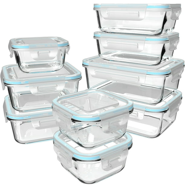 S Salient 18 Piece Glass Food Storage Containers with Lids, Glass Meal