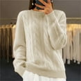 thumbnail image 1 of Jienlioq Manteaux de Sport pour Femmes Femmes Col Rond Haut en Tricot Uni Chandail Vintage à Torsades Pâte, 1 of 6