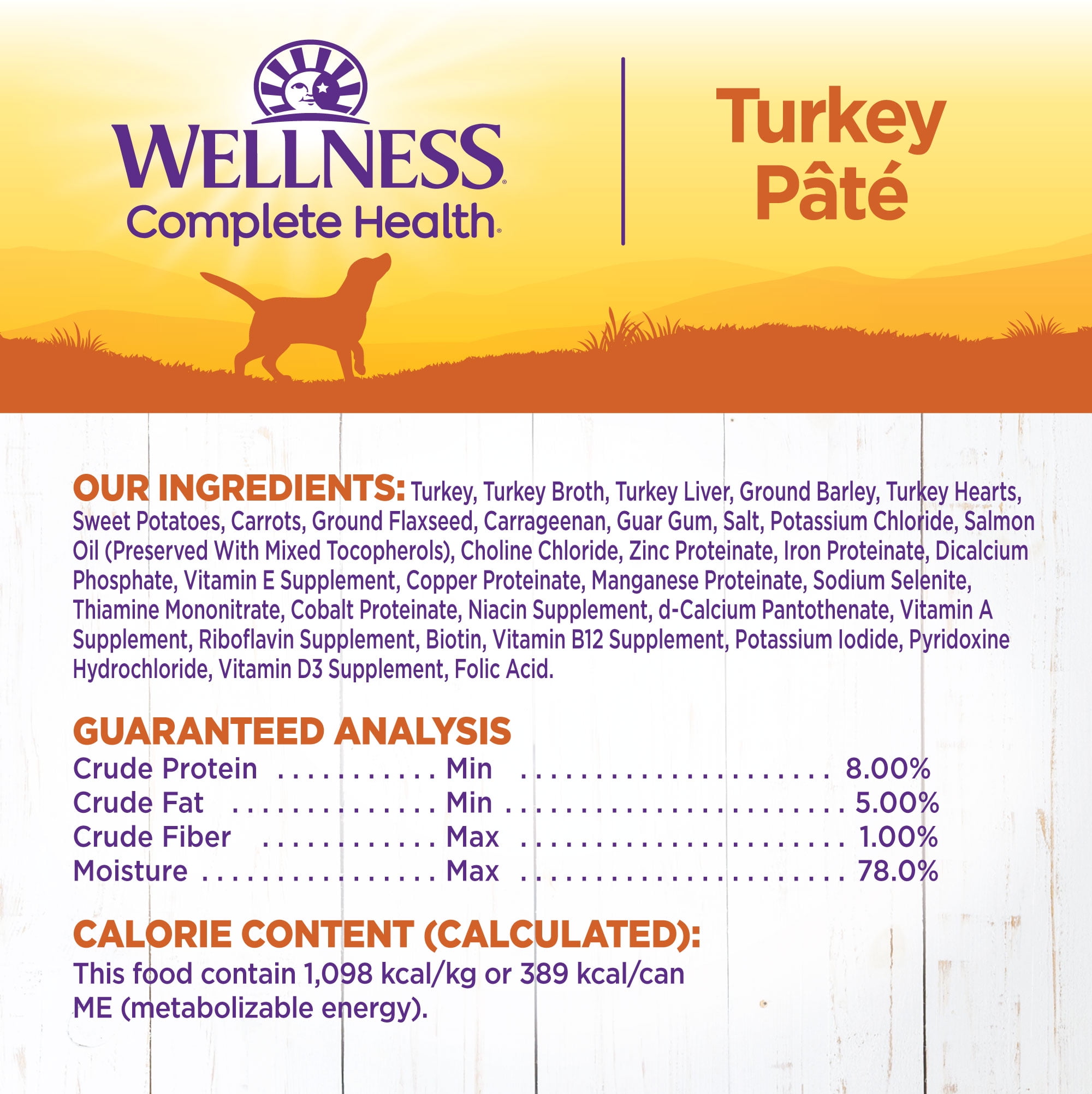 Wellness Complete Health Pate Adult Canned Wet Dog Food, Wholesome Grains, Natural, Turkey and Sweet Potato, 12.5 oz, Pack of 12 Cans