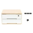 thumbnail image 6 of Aiqidi Wooden Desktop Storage Box 2Drawers Jewelry Accessory Sundries Organizer Countertop Decoration Organizing Box with 1Lock(Wood+White), 6 of 12