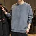 thumbnail image 5 of Sudaderas para hombre Top sin capucha sólido cuello redondo ropa de hombre azul cuello redondo jersey suelto estilo coreano ofertas sudadera, 5 of 5