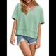 thumbnail image 1 of Camisetas de Verano con Cuello en V para Mujer, Blusas Casuales de Corta, Holgadas y Básicas. Verde L, 1 of 9