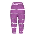 thumbnail image 4 of Scyoekwg Lightweight Capris for Women Women Capris Pants Casual Elastic Waist Drawstring Yoga Jogger Lightweight Striped Running Cropped Sweatpants with Pockets (Purple,XXL), 4 of 5