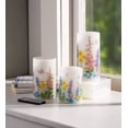 thumbnail image 5 of Plow & Hearth Flameless Pillar Candles with Floral Designs, Set of 3, 5 of 9