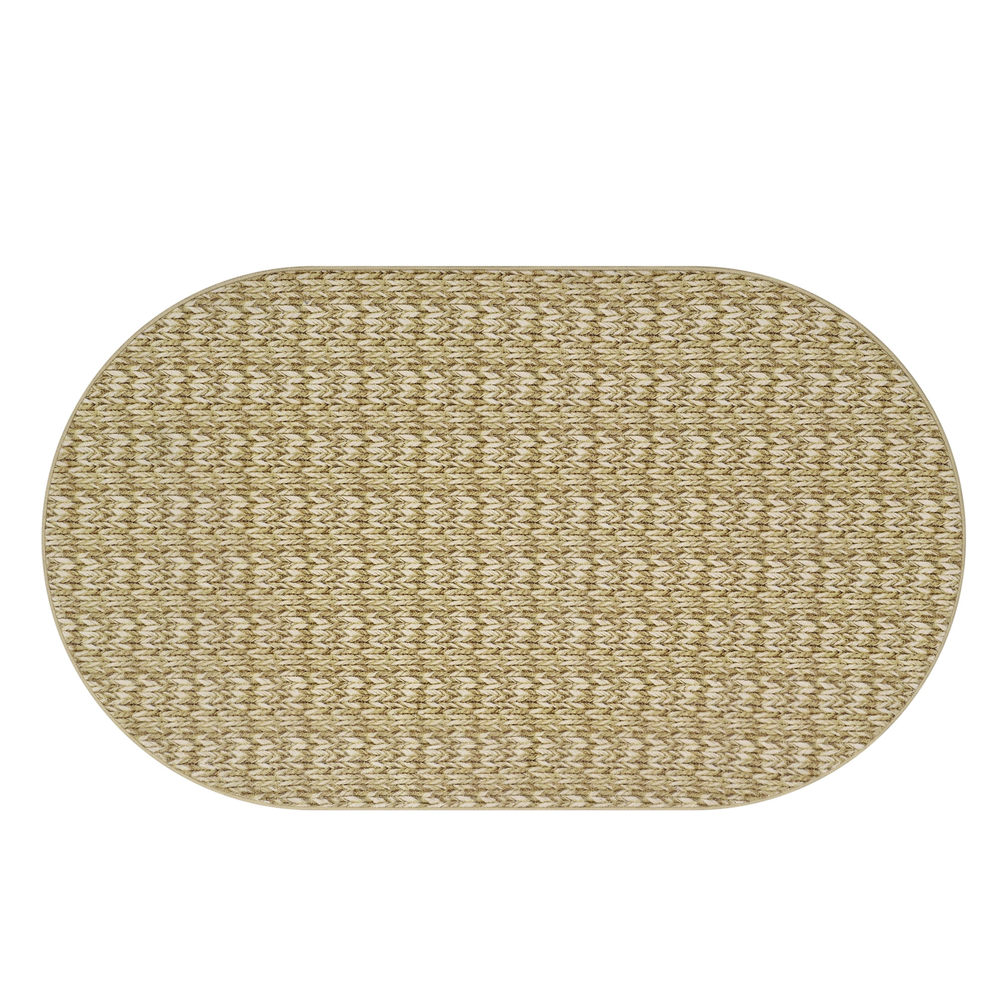 Garvee 3'x5' Oval Area Rug Modern Braided Print Rug Machine Washable Bedroom Rug Non Slip Non Shedding Accent Rug for Entryway, Camel