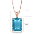 thumbnail image 3 of 18K Rose Gold Plated Silver Pink Created Sapphire and Blue Diamond Pendant Necklace for Women (10.02 Cttw, Gemstone September Birthstone, Emerald Cut 14X10MM, with 18 inch Silver Chain), 3 of 4