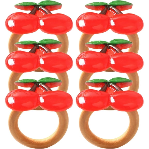 SOPOTUTU Hotel Napkin Ring Cherry Style Multi-Colored 6Pcs Table Decoration