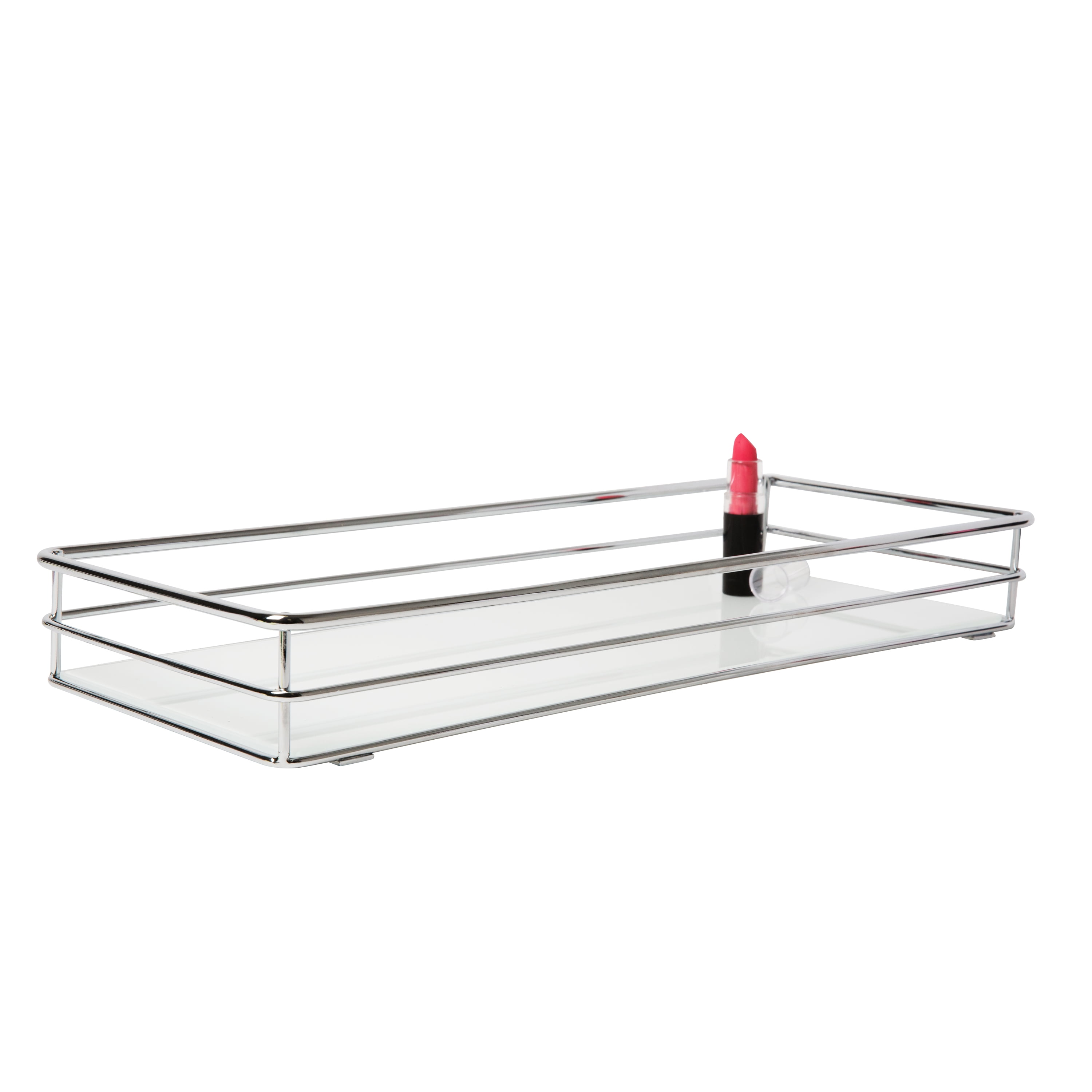 ELLE Paris Limoges Collection Metal Freestanding Vanity Tray Chrome