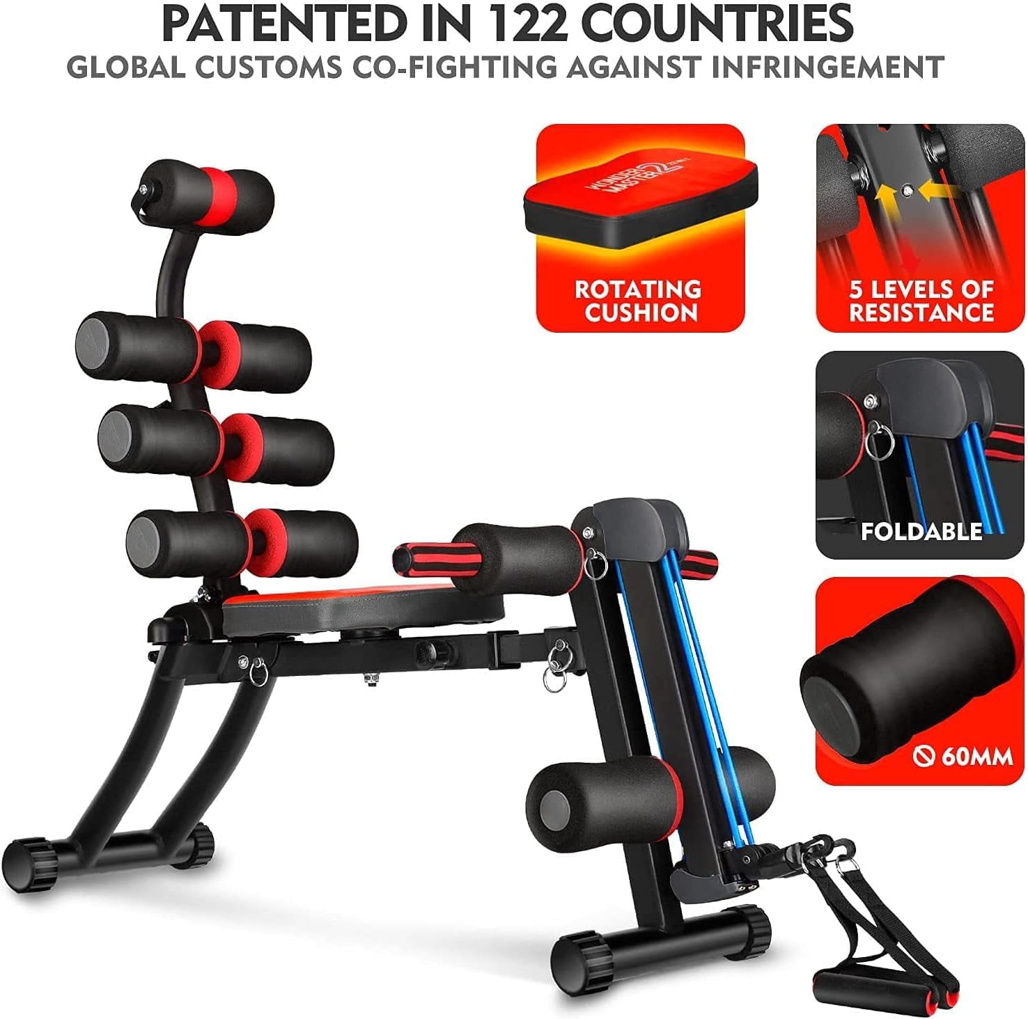 22 in 1 Wonder Master Core & Abdominal Workout Equipment, Foldable & Adjustable Rowing Machine, Core Strength Training& Abdominal Exercise Trainers with 22 Ways to Exercise for Home Gym