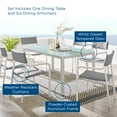 thumbnail image 5 of Side Dining Chair and Table Set, Aluminum, Metal, Steel, White Grey Gray, Modern Contemporary Urban Design, Outdoor Patio Balcony Cafe Bistro Garden Furniture Hotel Hospitality, 5 of 10