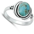 thumbnail image 4 of CHOOSE YOUR COLOR Bali Cocktail Simulated Turquoise Promise Ring .925 Sterling Silver Band Blue CZ Female Size 10, 4 of 4