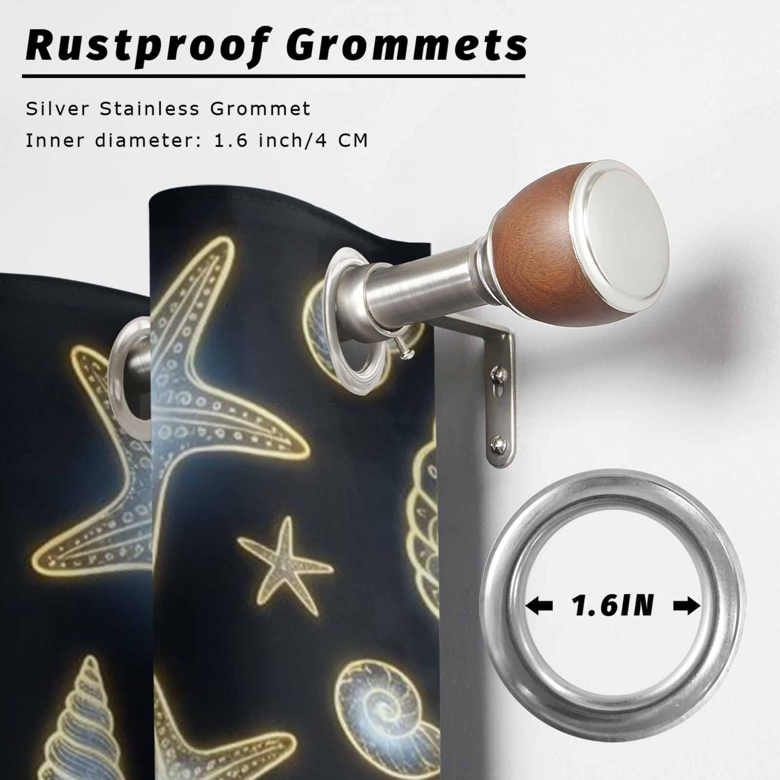 Blue Neon Coastal Outdoor Curtains for Patio, Seashell Starfish Summer Ocean Sunshade Privacy Drapes Grommet Waterproof Outside Curtains for Porch/Cabana/Balcony 54"x 108", 1 Panel