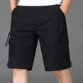thumbnail image 2 of JIUKE Mens Cargo Shorts Summer Casual Lightweight Solid Color Elastic High Waisted Straight Leg Work Shorts, 2 of 5