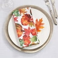 thumbnail image 2 of Fennco Styles Pumpkin Foliage Harvest Cloth Napkins 20" W X 20" L, Set of 4 - Multicolor Fall Leaves Dinner Napkins for Thanksgiving, Seasonal Decor, Banquet, Family Gathering and Special Events, 2 of 4