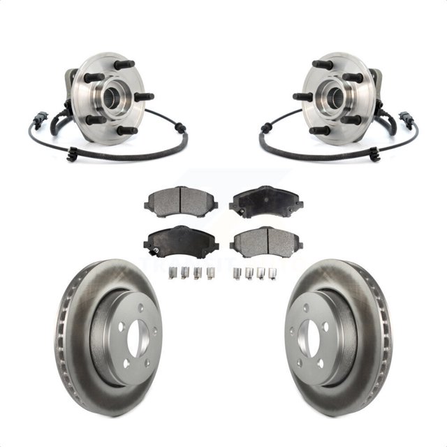 Transit Auto Front Hub Bearing Assembly Coated Disc Brake Rotors and Semi-Metallic Pads Kit for Car Jeep Liberty Dodge Nitro KBB-103630