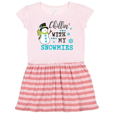 

Inktastic Chillin with my Snowmies with Snowman Clip Art Gift Toddler Girl Dress
