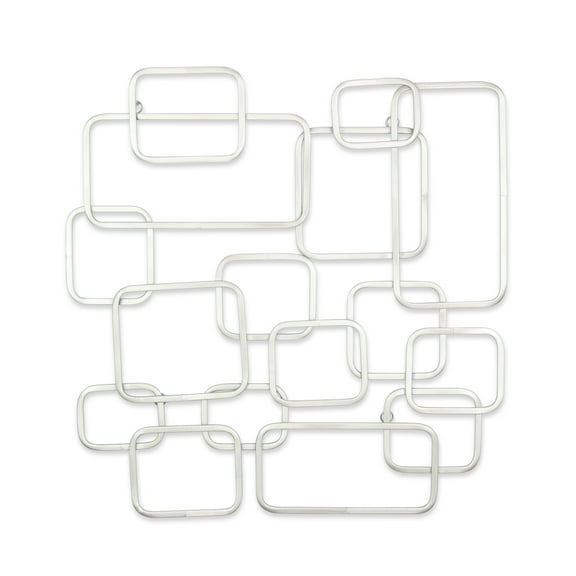 Cheungs 5970 Elara Silver Curved Square Abstract Wall Decor
