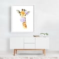 thumbnail image 2 of Giraffe, Jungle Animals, Safari Animals, Bubble Gum, Purple Flowers, Gender Neutral Nursery - Illustration Watercolor Whimsical Animal Floral Humor White Framed Wall Art Print 16 x 20 inches, 2 of 3