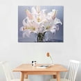 thumbnail image 2 of COMIO Lily Flower Canvas Wall Art White Floral Picture Wall Decor Water Splash Flowers Painting Print Zen Spa Bathroom Decor Frame (20x16 inch), 2 of 4