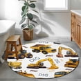 thumbnail image 3 of Round Area Rugs Collection 3.3 Ft, Construction Truck Non-Slip Residential Carpet, Cartoon Grips and Bulldozers Stirrup Car Indoor Crawling Mats Doormat Runner Rugs Play Mat for Bedroom, 3 of 8