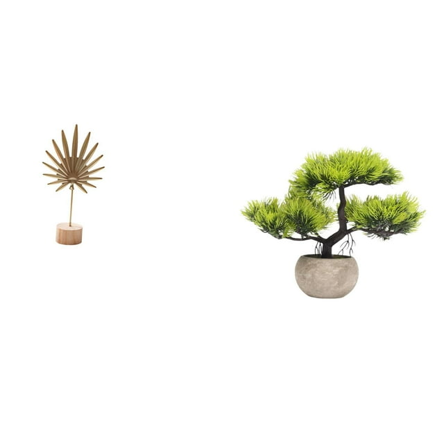 Escultura de hojas,Estatua de hoja de metal Escultura de hoja Decoración del hogar,Árbol bonsái artificial,Árbol bonsái artificial para decoración de escritorio de interior y hogar,Árbol