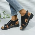 thumbnail image 7 of Sandals for Women 2026 Women's Plus Size Fashion Retro Open Toe Round Toe Wedge Beach Sandals, 7 of 7