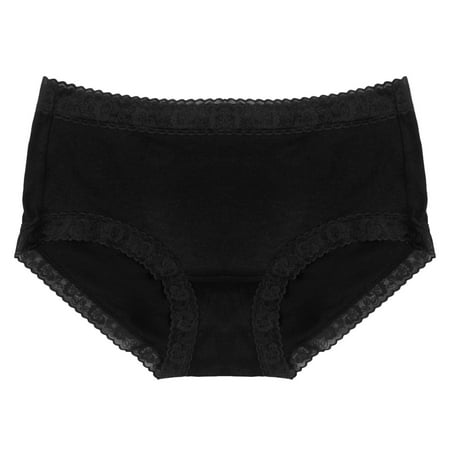 vigerkar Womens Cotton Underwear Breathable Lace Bikini Panties  Full Coverage Ladies Underwear Black  XS