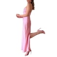thumbnail image 5 of Ladies Silky Slip Dress, Solid Color V-neck Backless Slim Long Skirt, 5 of 9
