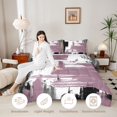 thumbnail image 3 of Manfei Vintage Oil Painting Twin Comforter Sets, Watercolor Brushstroke Bedding Set, Dusty Rose, Black and Gray, Black Reversible 2pcs, 1 Comforter and 1 Pillowcase, 3 of 6
