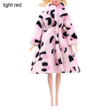 

Girl Gifts Suitable for 27-29cm Clothing Accessories Mini Winter Overcoat Long Coat Nightgown Party Dressing LIGHT RED