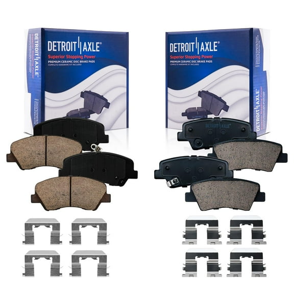 Detroit Axle - Front and Rear Ceramic Brake Pads w/Hardware Replacement for 2012-2017 Kia Rio Hyundai Accent