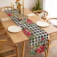 thumbnail image 3 of Christmas Table Runner 120 Inches Long Farmhouse Dress Scarves, Winter Poinsettia Berry Black White Plaid Dining Tablerunner for Coffee Table/Kitchen Island/Party Décor, 13" x 120", 3 of 8
