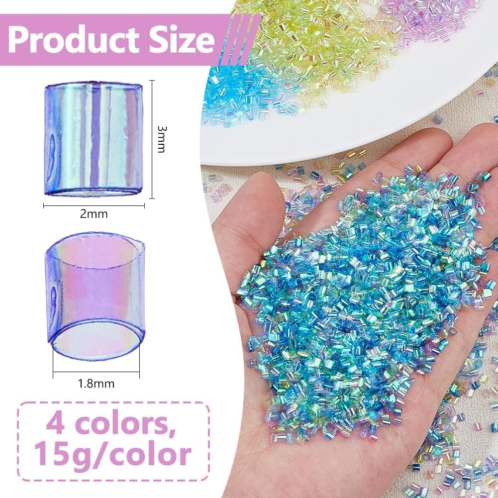 60G 4 Colors Crispy Bingsu Beads Iridescent Soft Straw Tube Beads 3D Glitter Plastic Beads Assortment Crunchy Slime Microbeads Supplies Light Colors Beads 1 Color/Bag