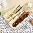 thumbnail image 5 of Plastic Rattan Woven Basket Spoon Fork Knife Chopsticks Storage Tableware Organizer Kitchen Cutlery Drain Holder B, 5 of 5