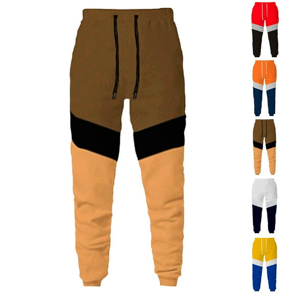 Viluyesy Mens Sweatpants Side Pockets with Drawstring Elastic Waist Straight Leg Fall and Winter Outfits for Men Orange Size L