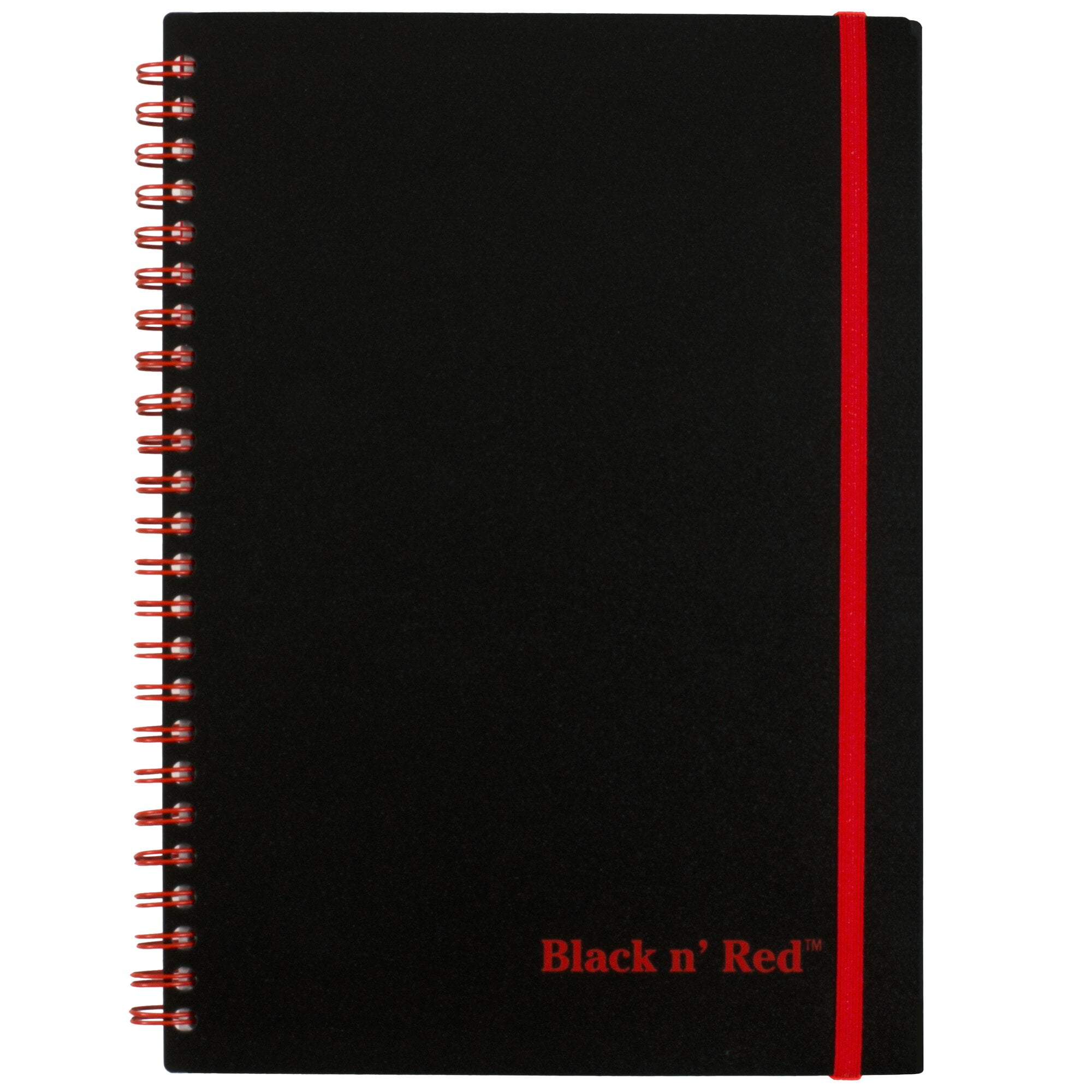 Black n Red Soft Cover Business Notebook Twin Wire 70 Sheets 8 14 x 5 78 Black