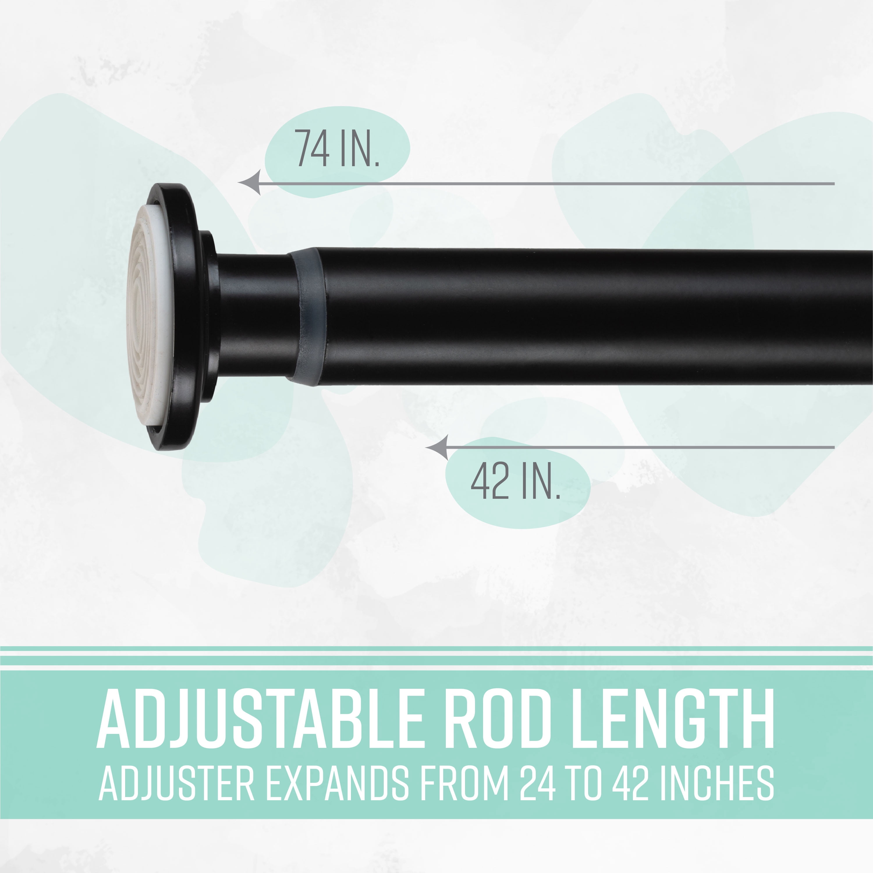 Home Details 42"-74" Adjustable Tension Curtain Rod in Matte Black