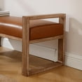 thumbnail image 5 of DEXS Entryway Bench with Hollow Arms Farmhouse Upholstered Wooden Bench Rustic End of Bed Bench for Bedroom Living Room and Entryway.Pu Brown, 5 of 18