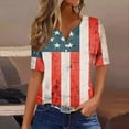 thumbnail image 2 of Cavosen Plus Size Short Sleeve Tops for Women V Neck Dressy Patriotic Tee Red White and Blue Button Down Graphic Shirt Summer Basic Tops, 2 of 5