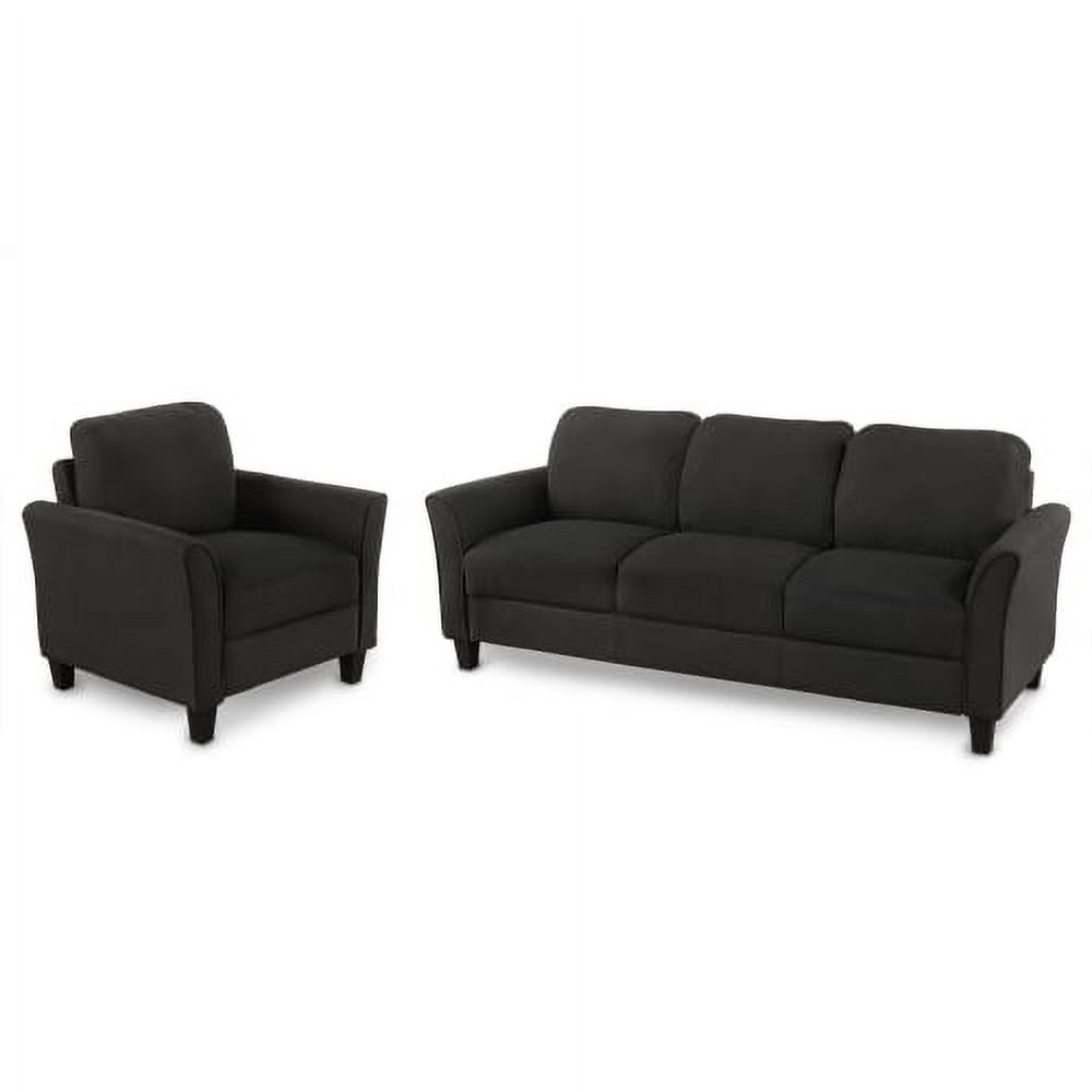 2 Piece Sectional Sofa Set,Upholstered 3 Seat Sofa and Single Sofa Armchair,Comfy Living Room Sofa Set with Padded Cushions and Armrests or Home Office, Black - image 2 of 7