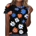 thumbnail image 1 of Tops Cortos para Mujeres Casual de Moda Impreso Cuello Redondo, Camiseta de Manga Corta para el Uso Diario, Fiesta Y Cómodo, 1 of 4