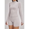 thumbnail image 2 of Top-kevin 2 Piece Seamless Ribbed Workout Sets With Zip Up Jacket High Waisted Gym Yoga Leggings, 2 of 6