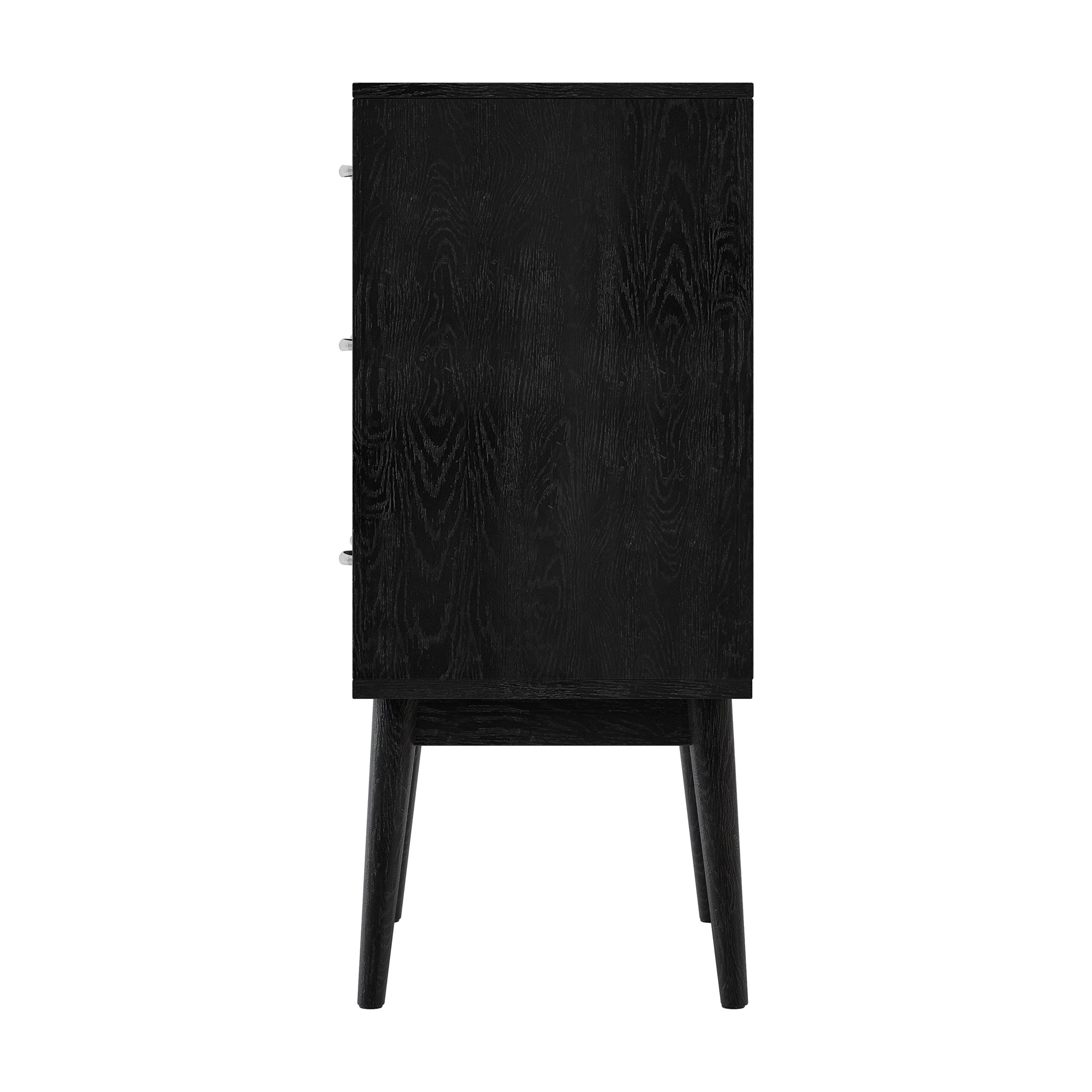Noble House Starla Wooden 3 Piece 3 Drawer Dresser and Nightstand Bedroom Set, Black