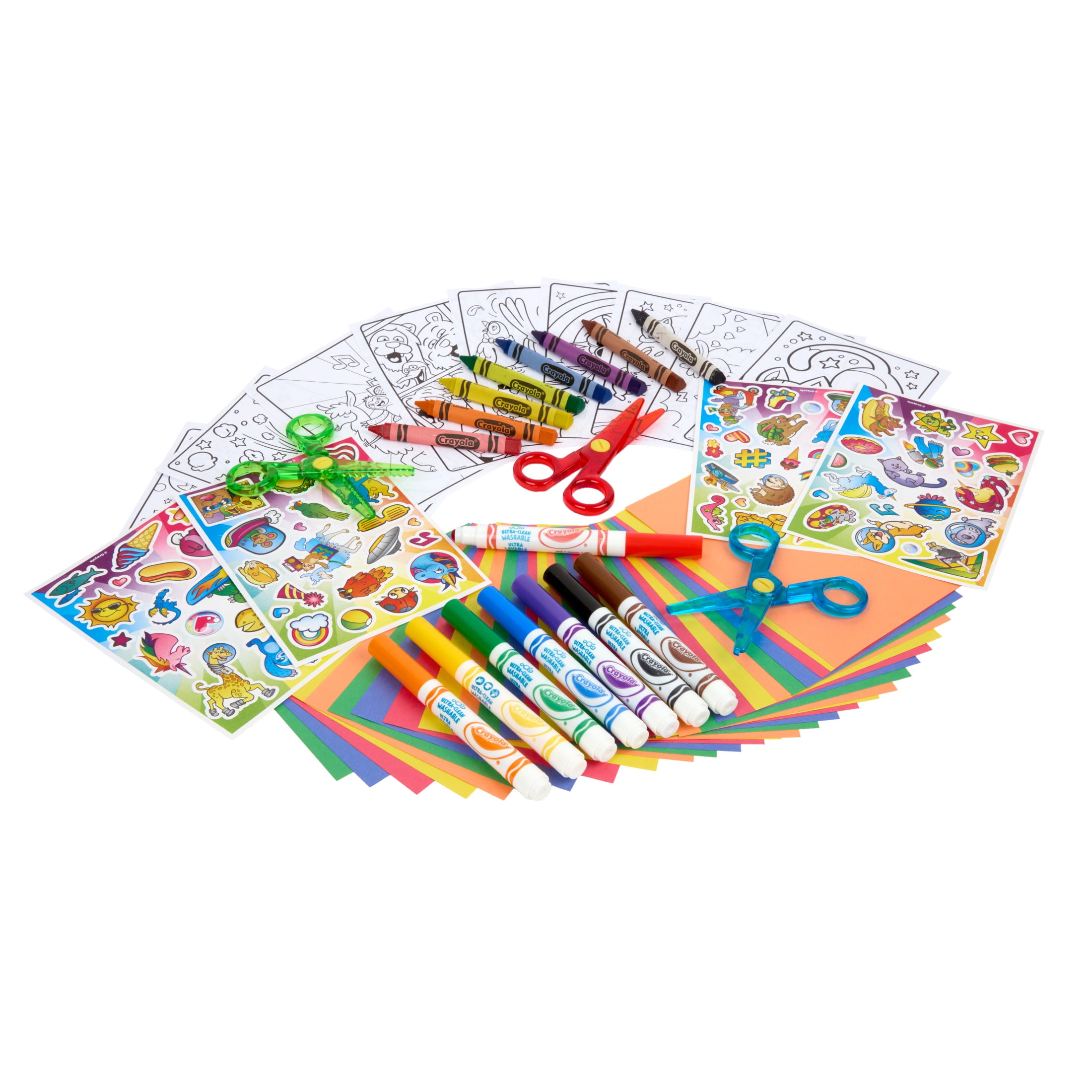 Crayola Young Kids Preschool Colossal Tub, Arts and Crafts Kit, Tipod Markers, Safety Scissors, Creative Toddler Gift, Ages 3, 4, 5, 6