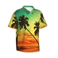 thumbnail image 2 of Palm Trees Beautiful Beach At Sunset Men's 3d Print Casual Button Down Shirts, Novelty Hawaiian Short Sleeves Xl, 2 of 8