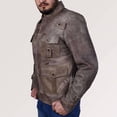 thumbnail image 4 of Brown Leather Biker Jacket Vintage Leather Motorcycle Jacket Cafe Racer Leather Jacket Mens Brown Leather Jacket Brown Motorcycle Jacket Men size XXXS, 4 of 5