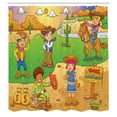 thumbnail image 2 of Ambesonne Cartoon Shower Curtain, Wild West Cowboy, 69"Wx70"L, Brown Green, 2 of 4